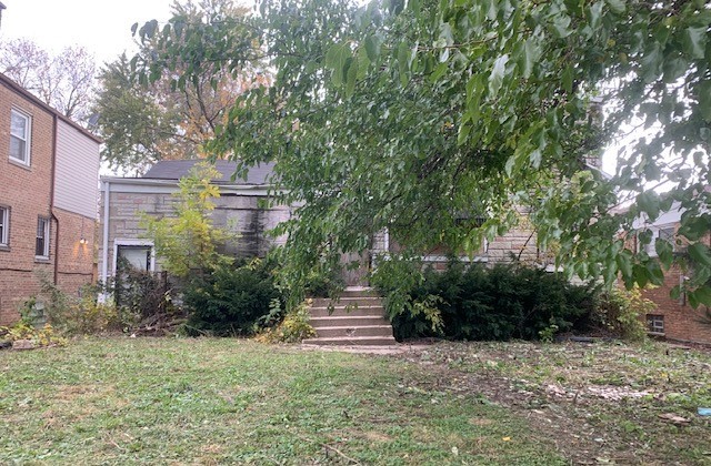 a front view of a house with plants and trees