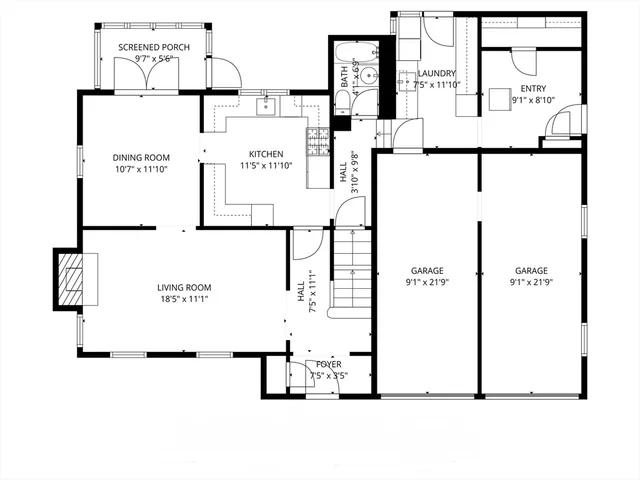 a picture of a bench in front of a door