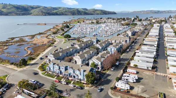 an aerial view of a house