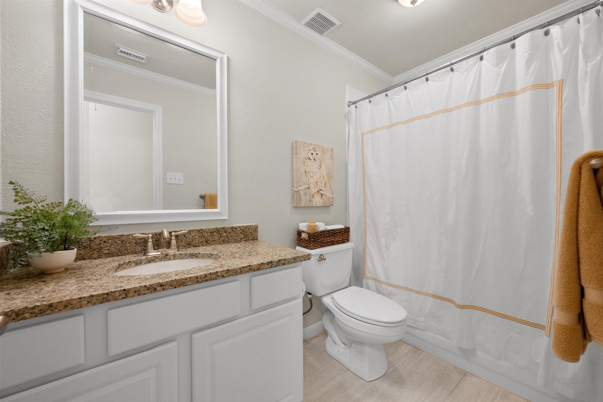 3713 Soledad Court Austin, TX 78732 - Photo 25 of 40 a bathroom with a granite countertop sink toilet and shower