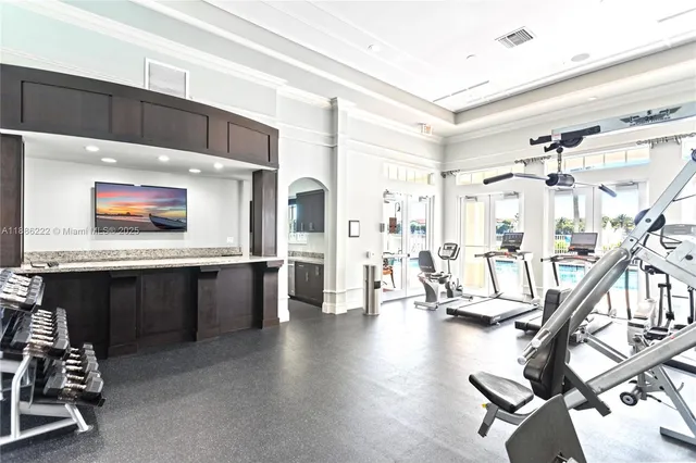 a view of a room with gym equipment