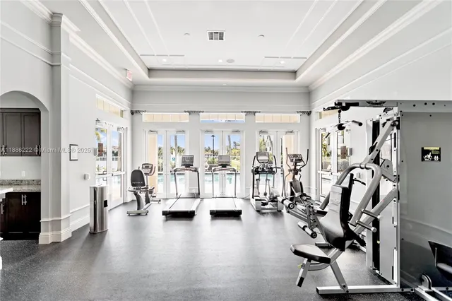 a view of a room with gym equipment
