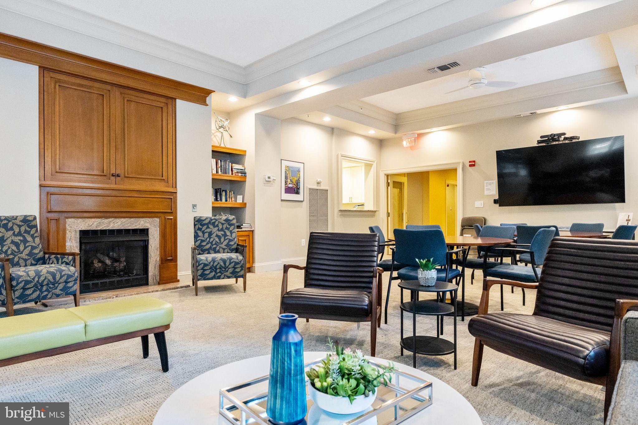 11776 Stratford House Place, Unit 502 Reston, VA 20190 - Photo 30 of 34 a living room with furniture a fireplace and a flat screen tv