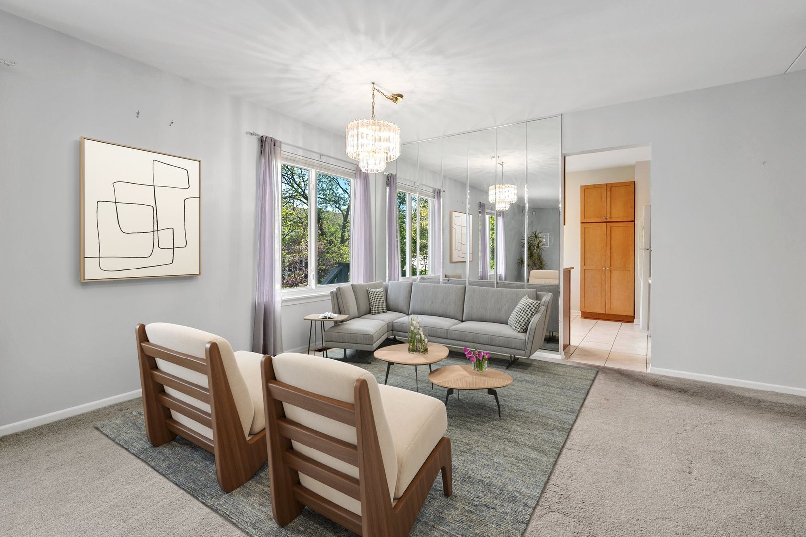 35 Buckingham Lane Buffalo Grove, IL 60089 - Photo 6 of 18 a living room with furniture a chandelier and a large window