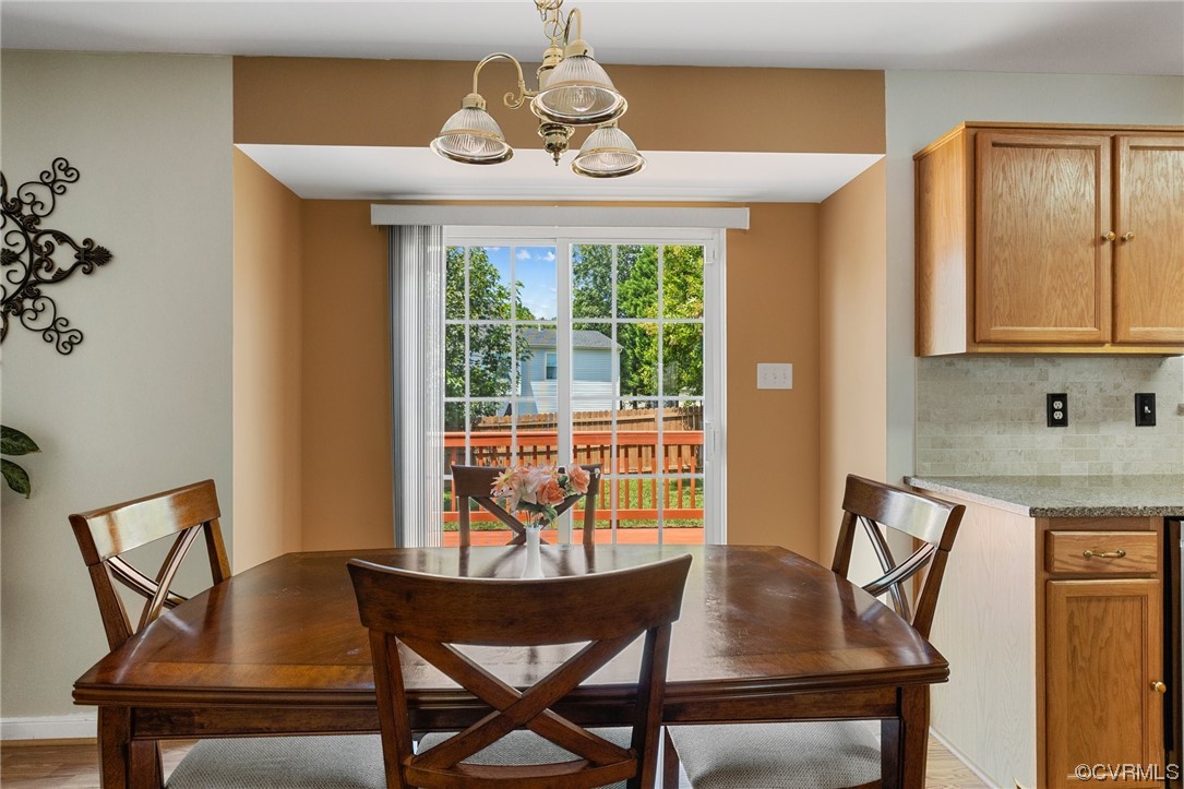 6708 Gills Gate Court Chesterfield, VA 23832 - Photo 15 of 34 a view of a dining room with furniture window and outside view