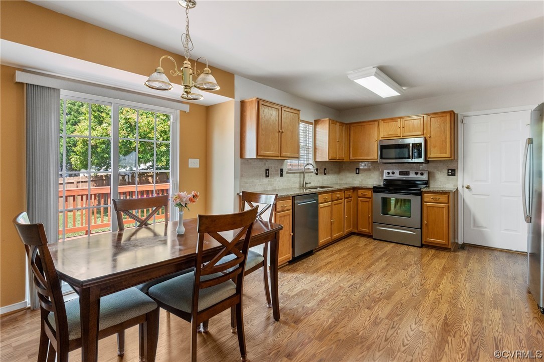 6708 Gills Gate Court Chesterfield, VA 23832 - Photo 10 of 34 a kitchen with a table chairs microwave and cabinets