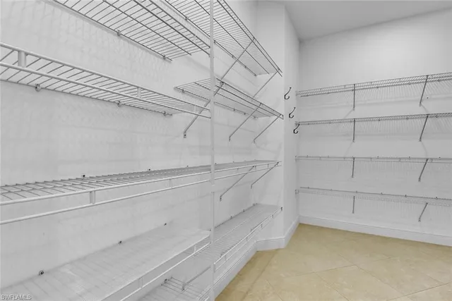 a view of a room with racks on the wall