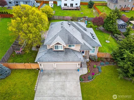 an aerial view of a house having outdoor space