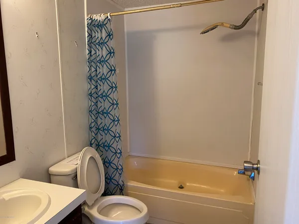 a bathroom with a toilet and a bathtub