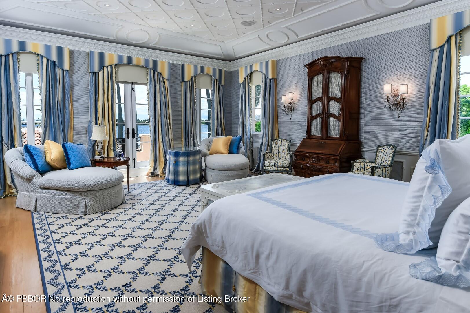 790 South County Road Palm Beach, FL 33480 - Photo 9 of 15 a bedroom with furniture and large windows