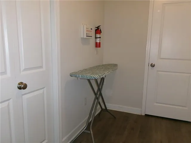 a view of a hallway with elevator