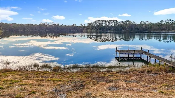 a view of a lake with a mountain
