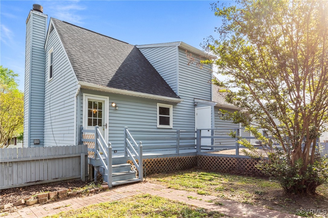 4232 Laurel Oak Road North Chesterfield, VA 23237 - Photo 33 of 45 Back of house featuring a chimney, a wooden deck,