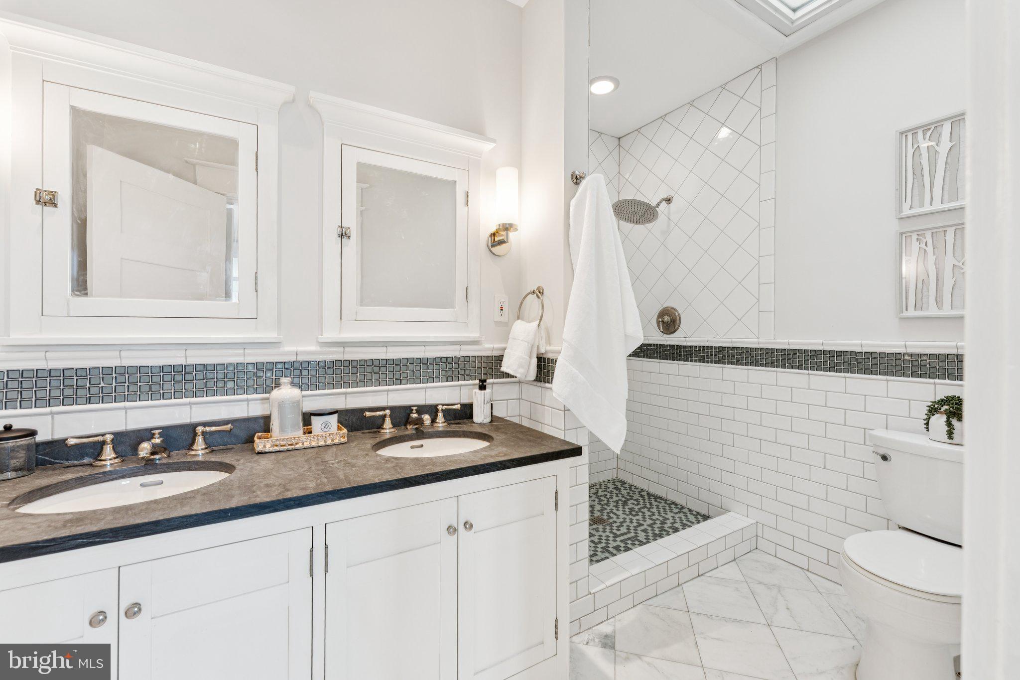 1412 Decatur Street Northwest Washington, DC 20011 - Photo 19 of 36 a bathroom with a sink a toilet and a mirror