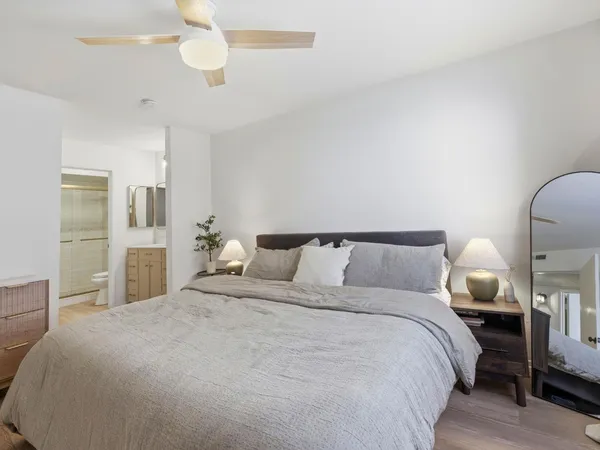 a view of a hallway with washer and dryer