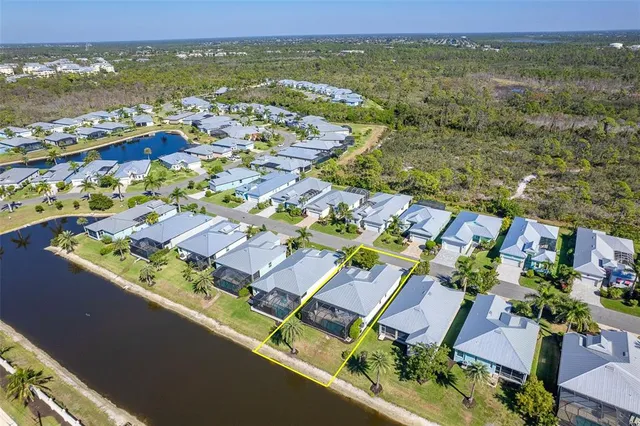 a view of a lake with a yard
