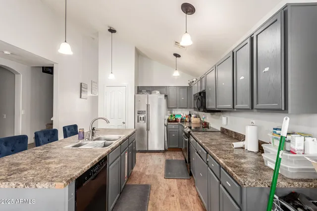 a view of a living room and dining room