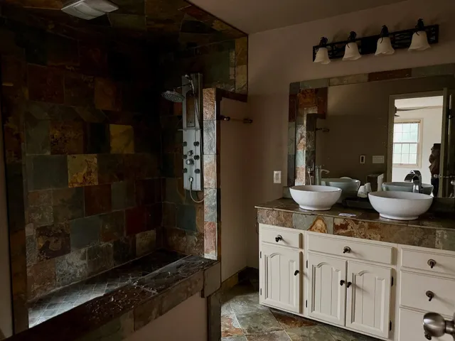 a bathroom with a shower