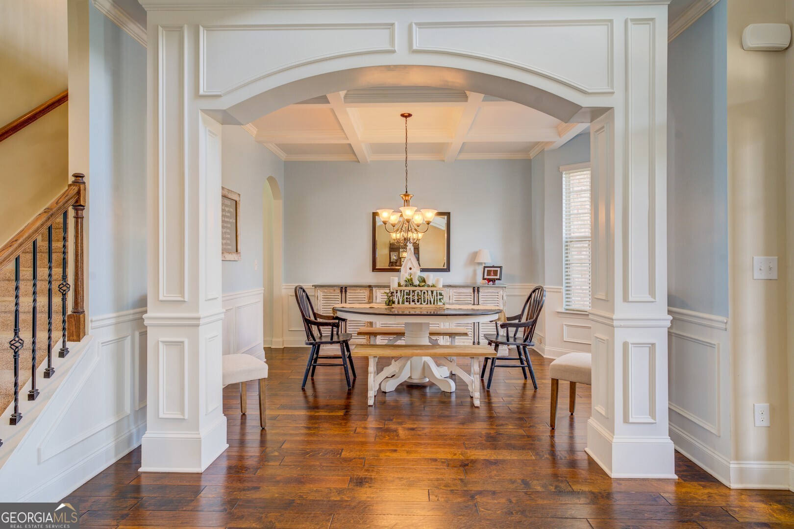 312 Relative Trail McDonough, GA 30253 - Photo 11 of 54 a view of a dining room with furniture window and wooden floor