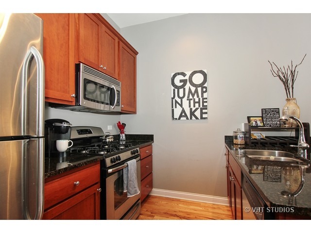 2025 South Indiana Avenue, Unit 211 Chicago, IL 60616 - Photo 4 of 10 a kitchen with stainless steel appliances a stove a microwave and a refrigerator