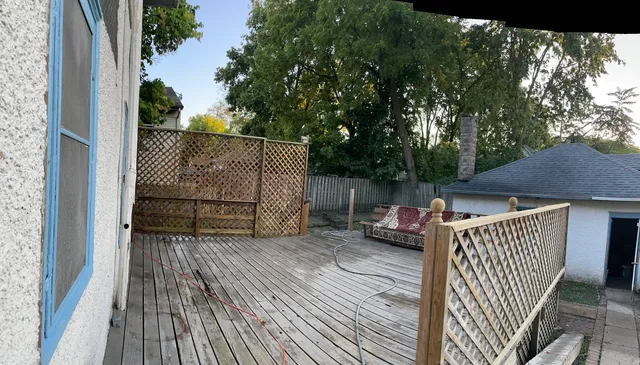 a view of deck and wooden floor