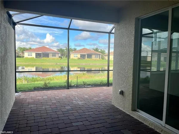 a view of porch with a floor to ceiling window