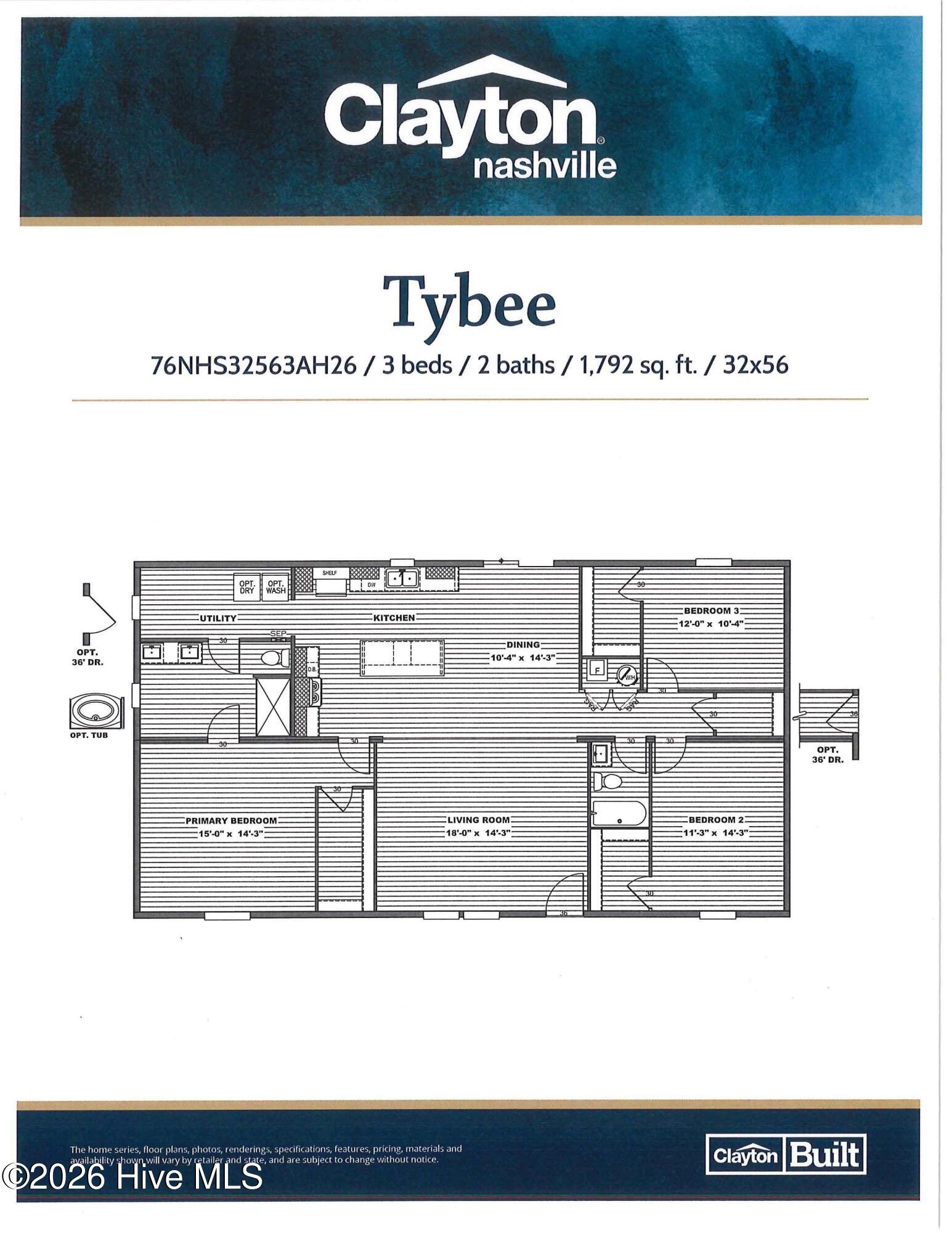 11 Belford Church Road Jackson Springs, NC 27281 - Photo 10 of 10 Tybee floor plan 1792 sq ft