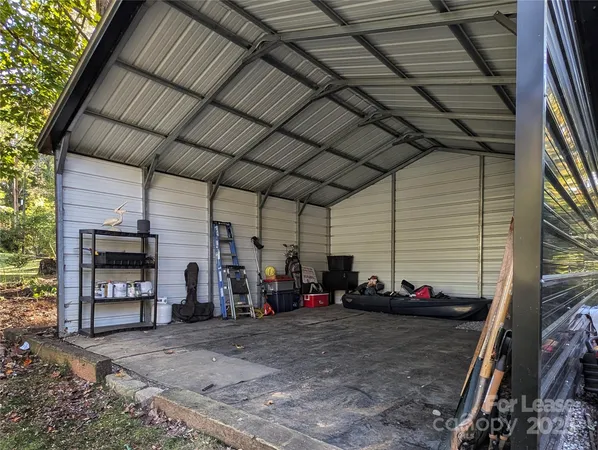 a view of a garage with stuff