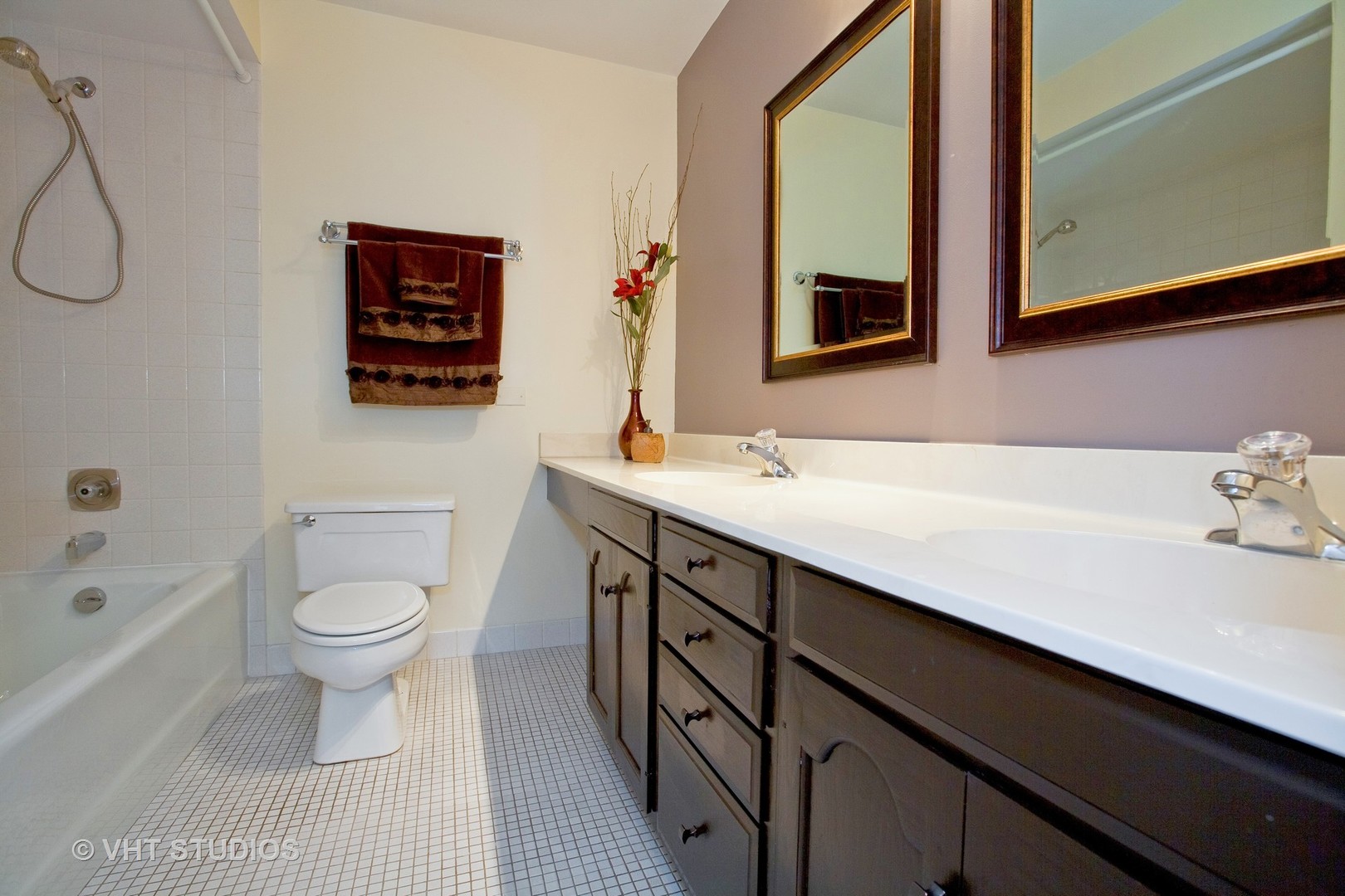 1140 Old Mill Road, Unit 408F Hinsdale, IL 60521 - Photo 6 of 11 a bathroom with a sink a toilet and shower