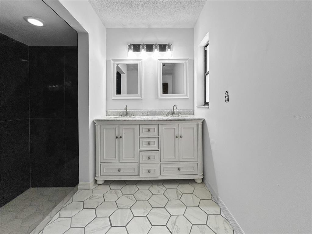 4545 Debbie Lane Lutz, FL 33559 - Photo 17 of 25 a bathroom with a granite countertop sink and a mirror