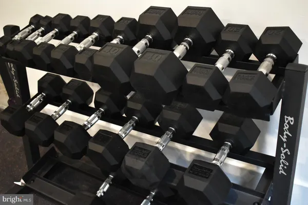 a room with gym equipment