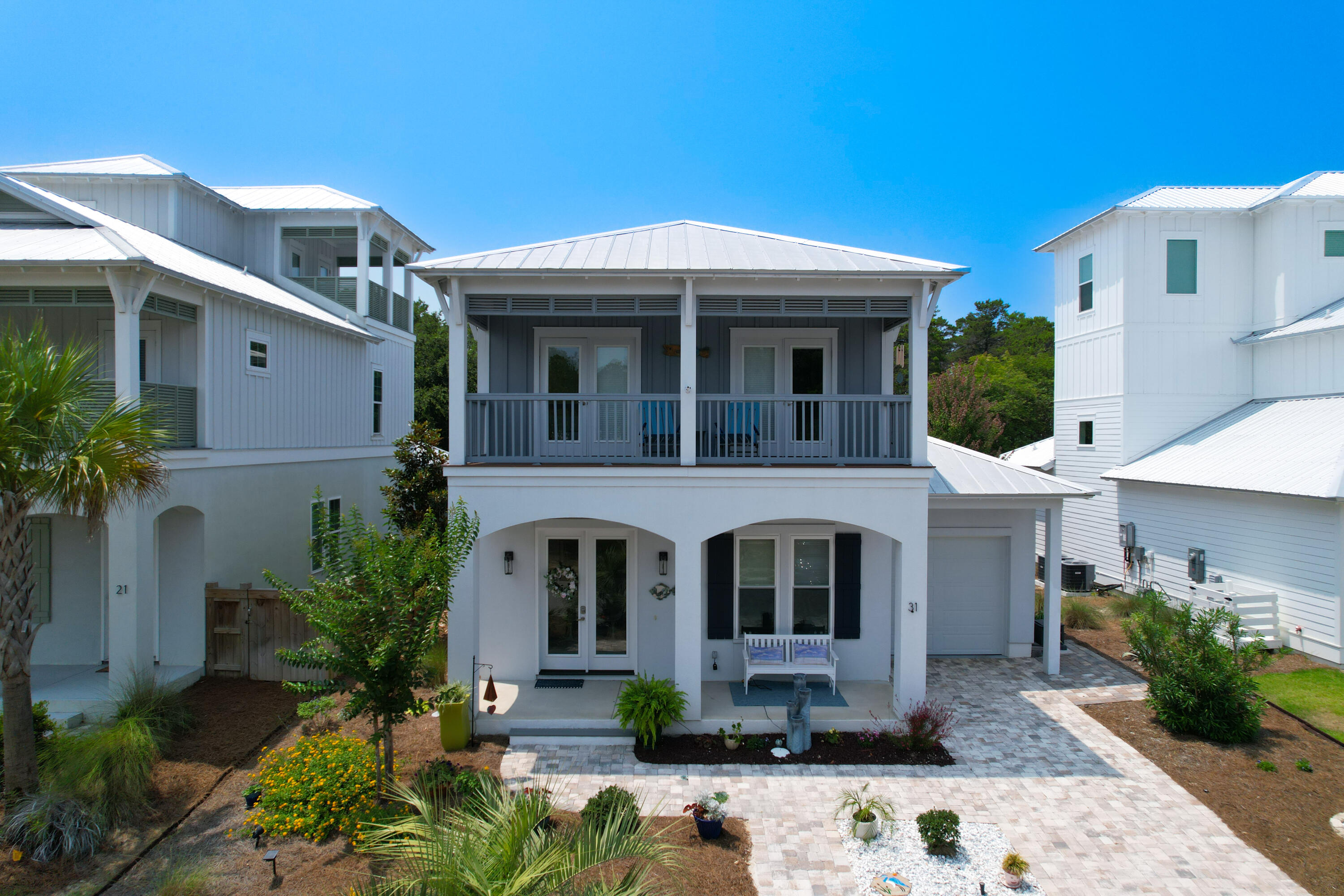 a front view of multiple houses