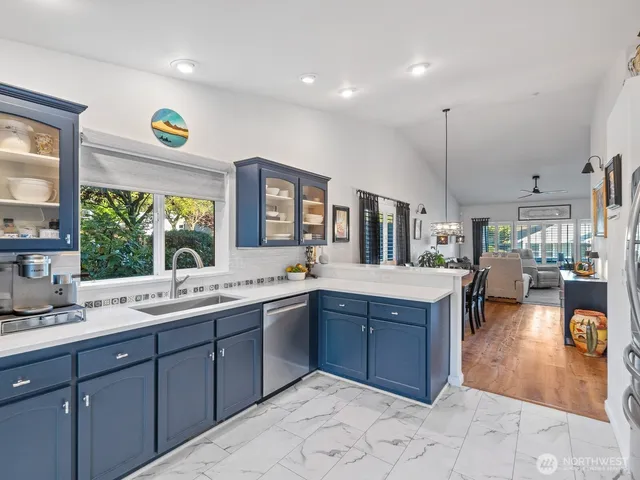 a workspace with furniture and window