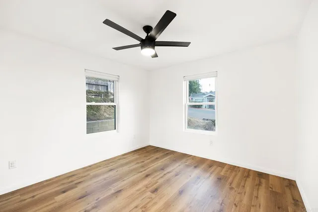 a view of a room with racks on the wall