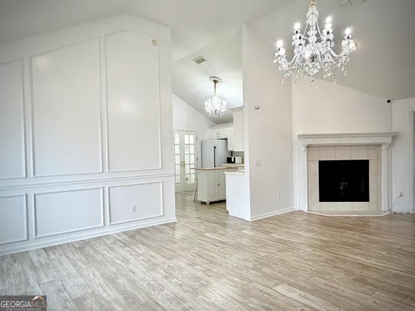 a view of a livingroom with a fireplace