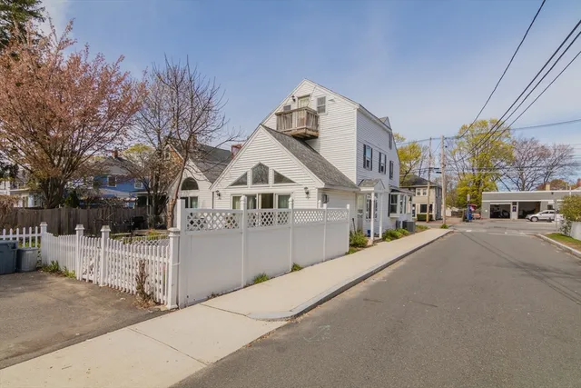 a front view of a white building