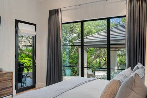 a view of a bedroom from a window