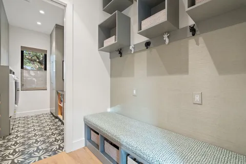 a bathroom with a sink and a shower