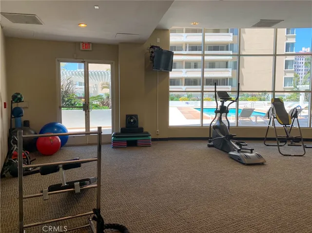 a view of a room with gym equipment