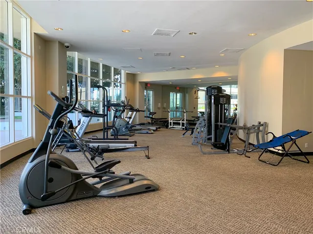 a view of a room with gym equipment