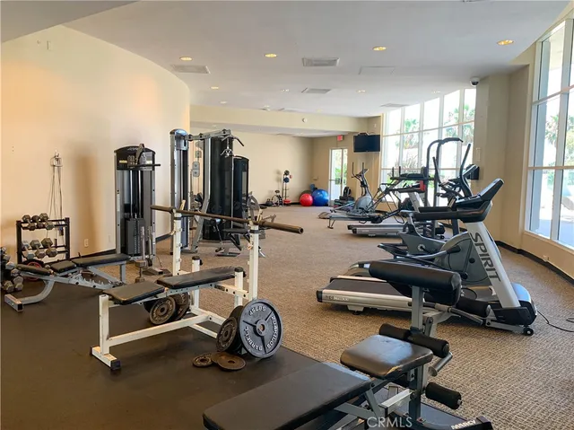 a view of a room with gym equipment
