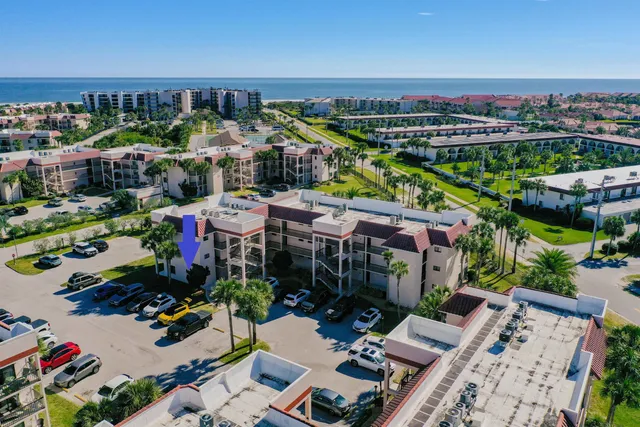 an outdoor space with seating