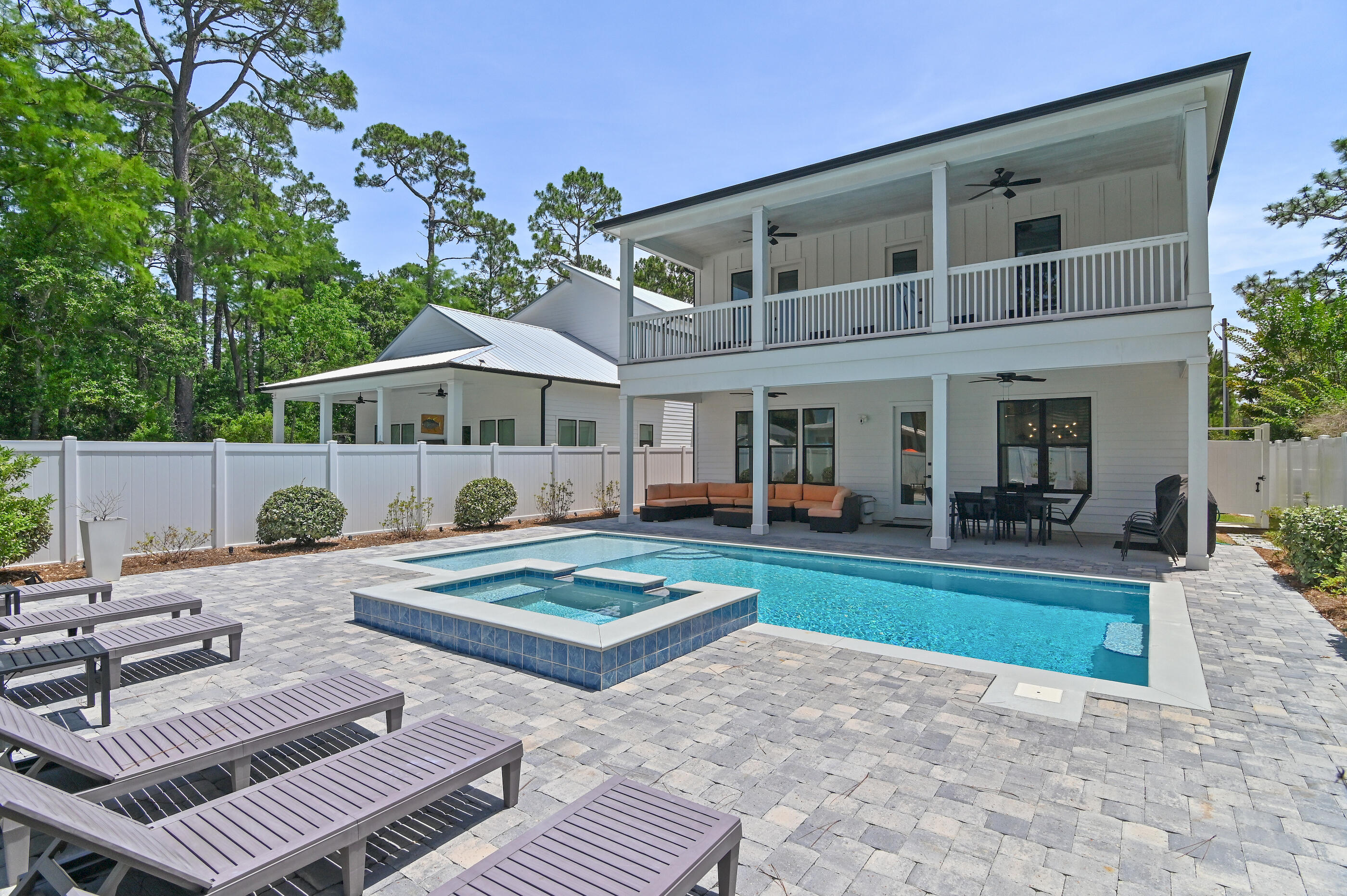 13 Jp Lane Santa Rosa Beach, FL 32459 - Photo 30 of 31 a view of a house with backyard swimming pool and sitting area