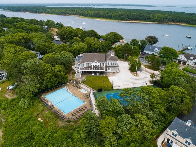 19 Pine Rock Road East Falmouth, MA 02536 - Photo 49 of 52 an aerial view of a house with a lake view