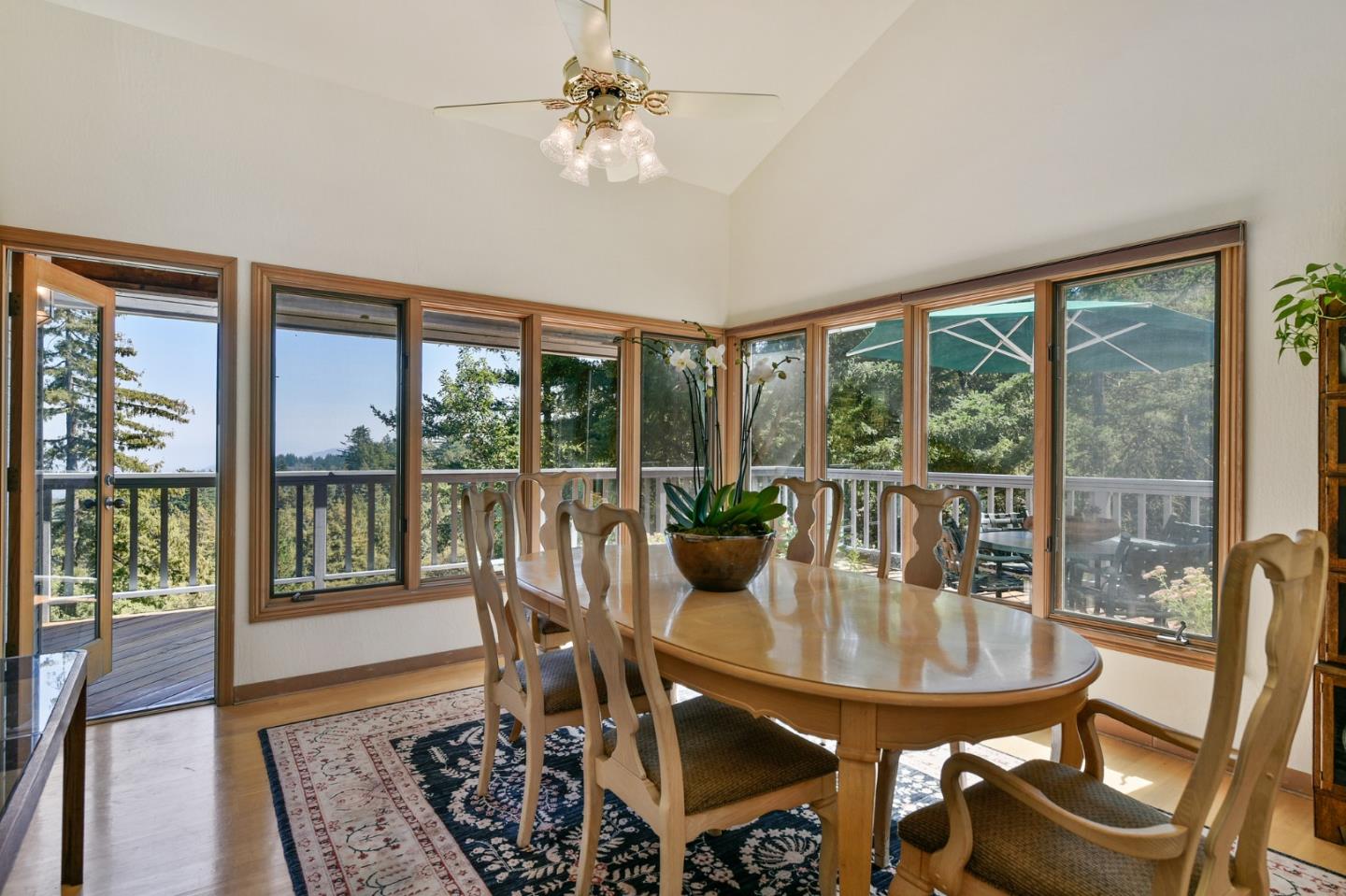 255 Allen Road Woodside, CA 94062 - Photo 14 of 43 a view of a dining room with furniture window and outside view