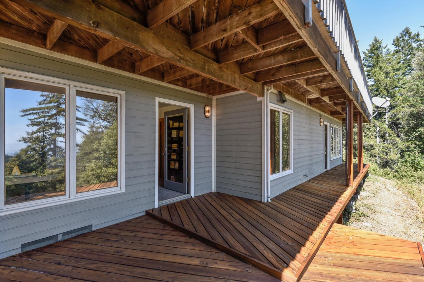 255 Allen Road Woodside, CA 94062 - Photo 30 of 43 a view of outdoor space with wooden floor and windows