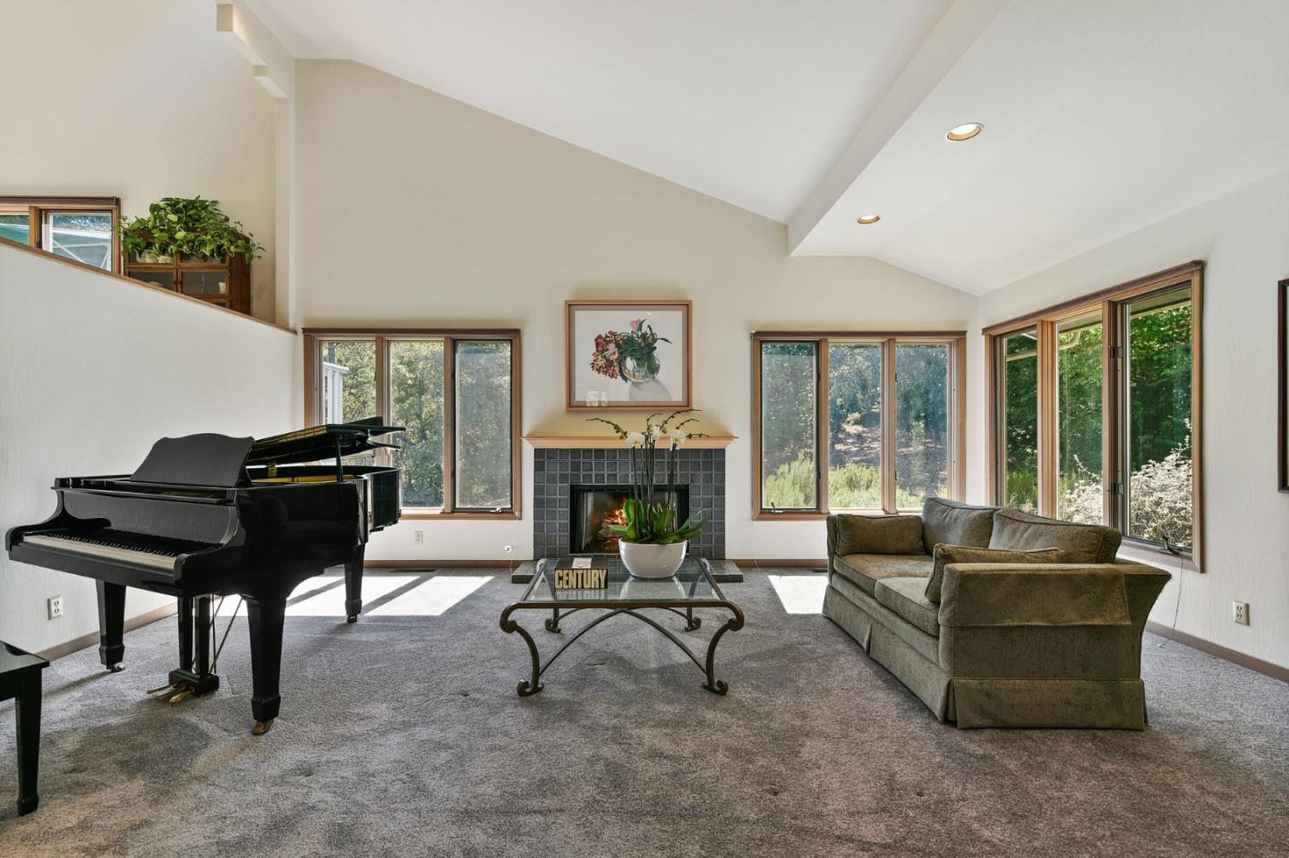 255 Allen Road Woodside, CA 94062 - Photo 5 of 43 a living room with furniture and a fireplace