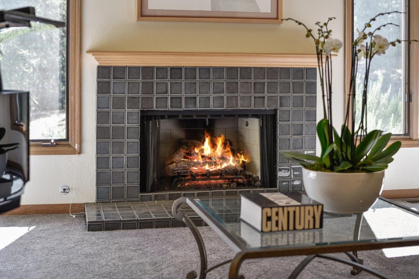 255 Allen Road Woodside, CA 94062 - Photo 6 of 43 a living room with furniture and a fireplace
