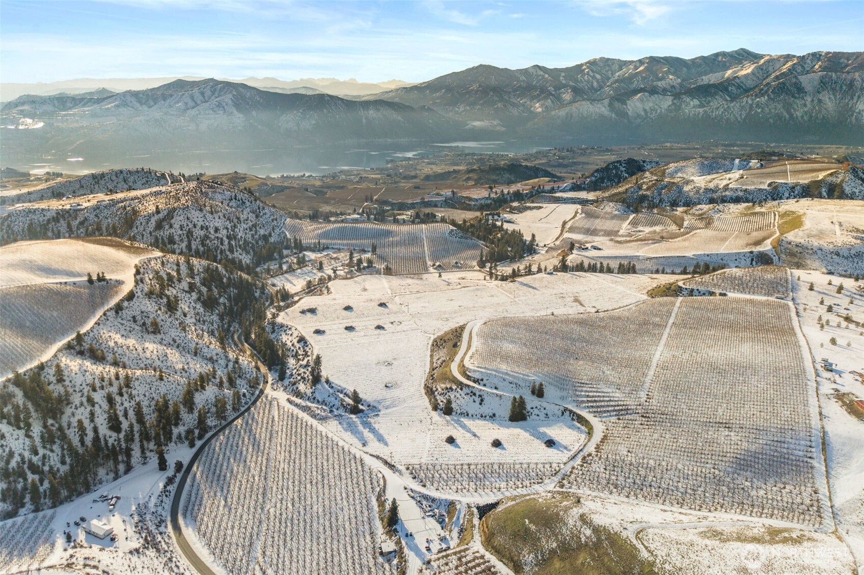 a view of a lake with a mountain