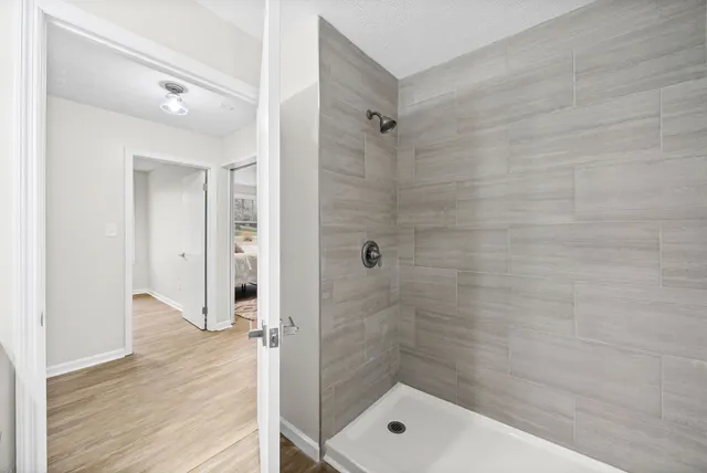 a bathroom with a shower